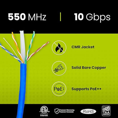 TRUE CABLE Cat6 Riser, 23AWG 4 Pair Solid Bare Copper, ETL Listed, Unshielded - Image 2