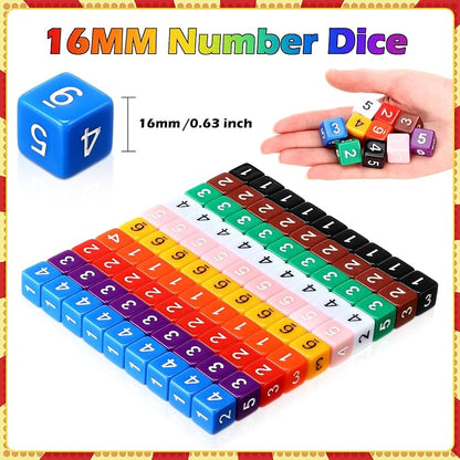 Poen 100 Pcs 16mm Dice Set Bulk, 6 Sided Standard Colored Dices - Image 4