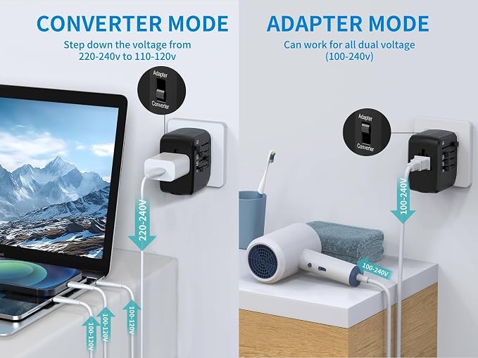International Travel Adapter Voltage Converter to Step Down 230V to 120V - Image 3