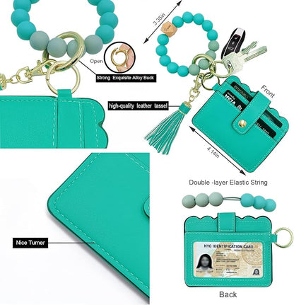 Keychain Wallet Wristlet Small Credit Card Holder Bracelet Key Chain Purse - Image 3