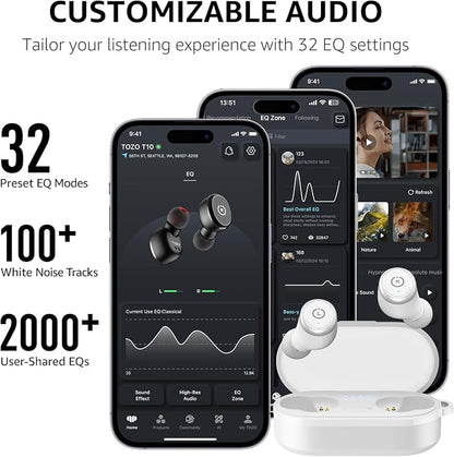 TOZO T10 Wireless Earbuds Bluetooth 5.3 Headphones, App Customize EQ, Ergonomic - Image 6