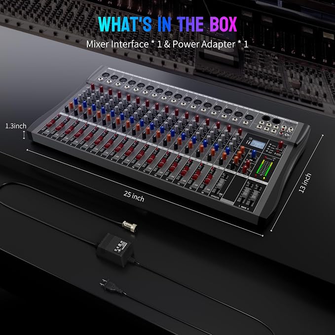 Professional DJ Audio Mixer, NEW BAXS 16 Channel DJ Bluetooth Controller Sound - Image 9