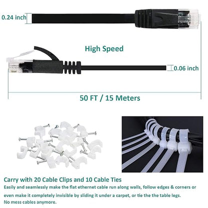 DAYEDZ Ethernet Cable 50 ft, Cat 6 LAN Cable Ethernet Cord, Slim Long Flat - Image 4