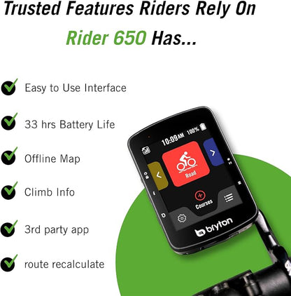 Bryton Rider 650 2.8 Inch Color LCD Touchscreen GPS Bike/Cycling Computer - Image 6