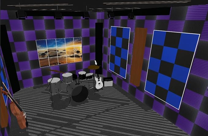 96 Pack Black/purple 12 "X 12 "X1" Acoustic Panels Studio Soundproofing Foam - Image 4