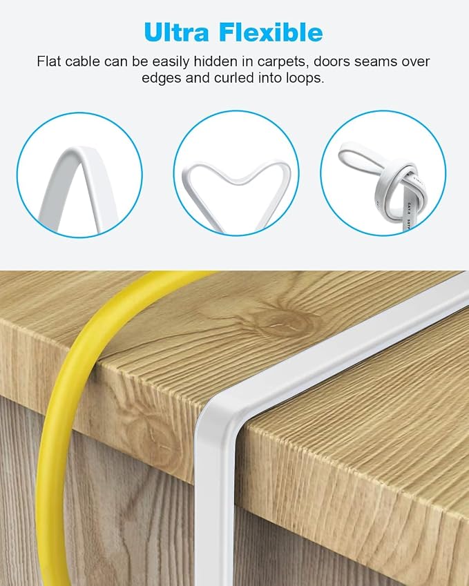 DDMALL CAT 8 Ethernet Cable, 40ft High Speed 40Gbps 2000MHz Shielded Flat CAT8 - Image 5