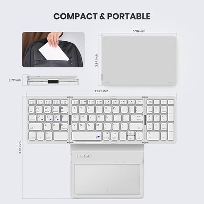 Foldable Bluetooth Keyboard, Portable Full Size Folding Keyboard - Image 6