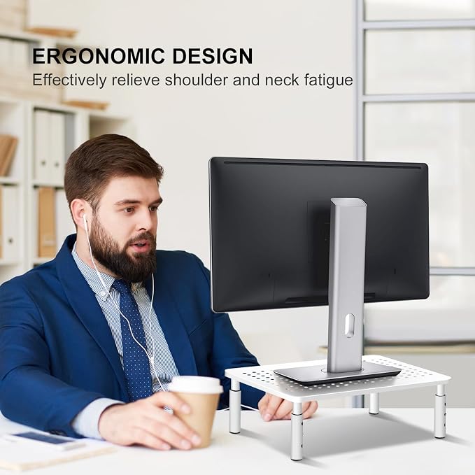 Bracwiser Monitor Stand Riser, Metal Computer Stand, 3 Height Adjustable Screen - Image 7