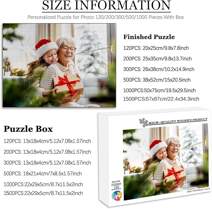 Custom Puzzle 120/200/300/500/1000/1500 Pieces, Personalized Puzzle from Your - Image 2