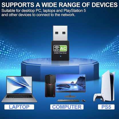 USB WiFi Adapter, 600Mbps Dual Band - Image 3