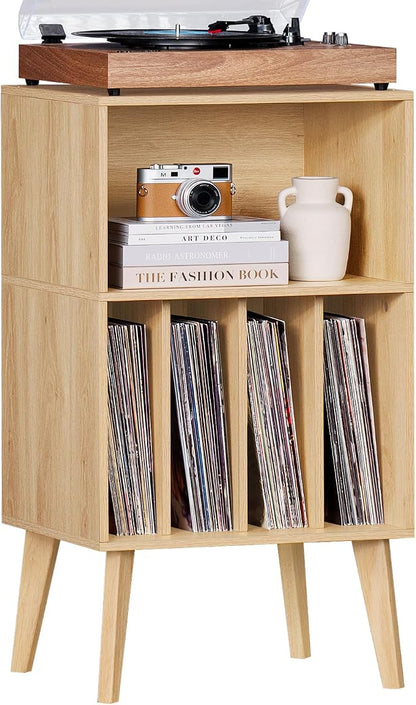 Lerliuo Record Player Stand, Burlywood Turntable Stand Holds up to 160 Albums by Lerliuo