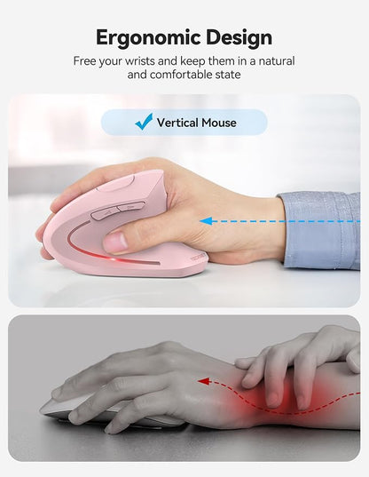 TECKNET Ergonomic Mouse, Rechargeable 2.4G+Bluetooth Vertical Mice 6 DPI - Image 4