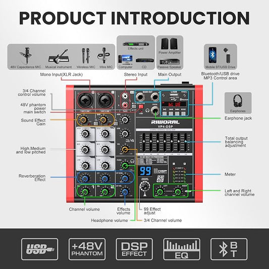 4 Channel Audio Interface DJ Mixer - Image 2