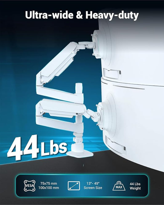 Dual Monitor Arm for 13-49 Inch Ultrawide Screens, Heavy Duty Monitor Mount for - Image 2