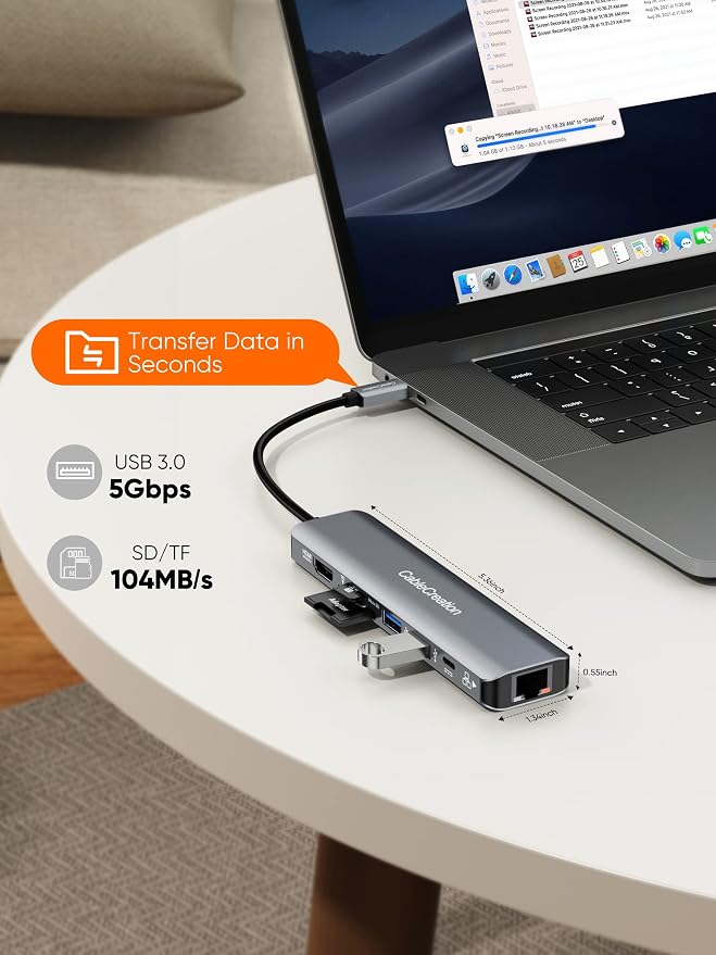 USB C Hub 4K 60Hz, CableCreation 7-in-1 USB-C Hub Multiport Adapter - Image 6