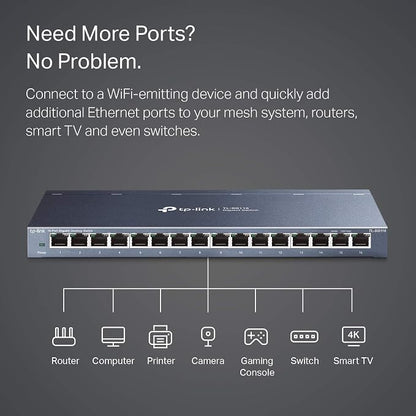 TP-Link 16 Port Gigabit Ethernet Network Switch, Desktop/ Wall-Mount, Sturdy - Image 3