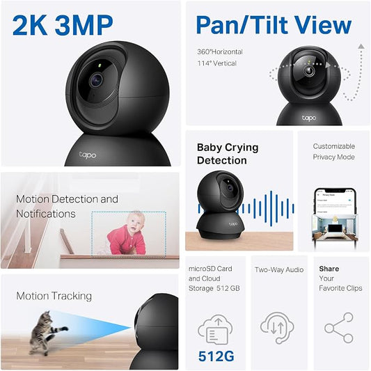Tapo 2K Indoor Pan/Tilt Wired Security Camera - Image 2