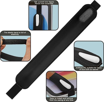 Vegan Leather Elastic Band Stylus Holder, Capacitive Pen Case - Image 3