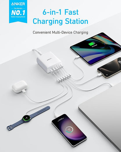 Anker Desktop Charger, Fast Charging USB C Charger, 112W Max 6-Port Charging - Image 2