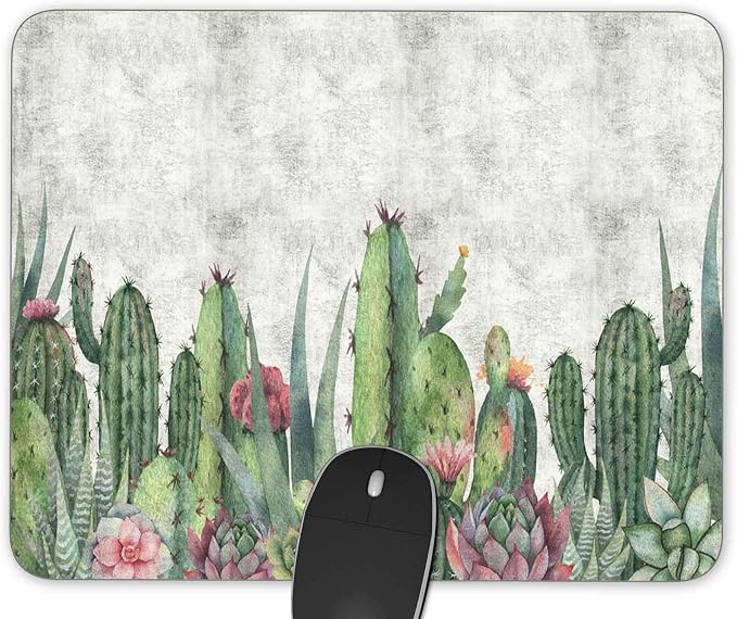Succulent Cactus Gaming Mouse Pad， Rectangle Mouse Pad Size by Qien+BaiSei