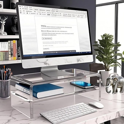 Acrylic Monitor Stand, 2 Tier Computer Monitor Stand Riser，20 inch Acrylic - Image 6