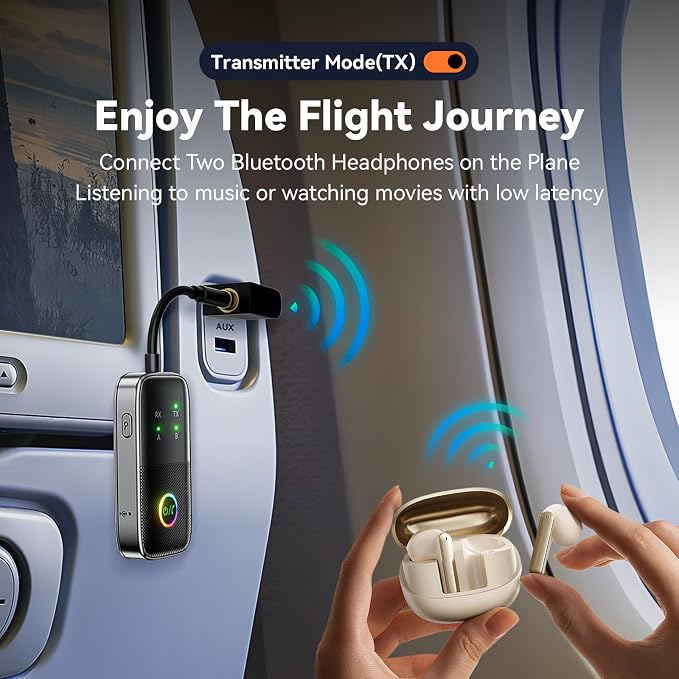 A5 Pro Bluetooth Transmitter Receiver, 2-in-1 Airplane Bluetooth Adapter - Image 3