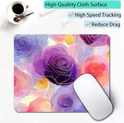 Aesthetic Gold Texture Rose Flower Custom Mouse Pad - Image 3