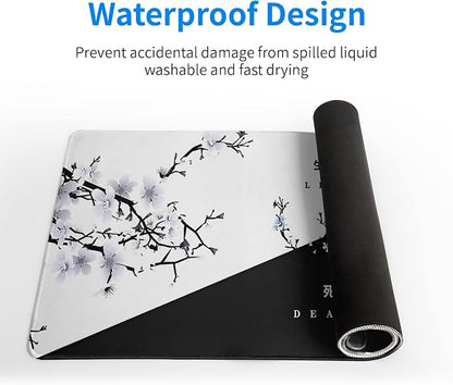 Black and White Japanese Cherry Blossom Gaming Mouse Pad Sakura Death Life - Image 4