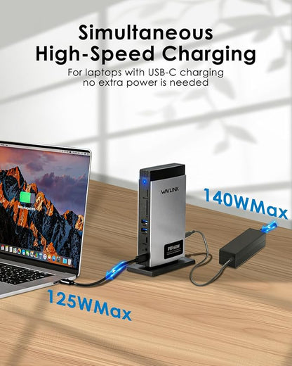 WAVLINK Laptop Docking Station 3 Monitors, 11-in-1 USB C Docking Station - Image 3