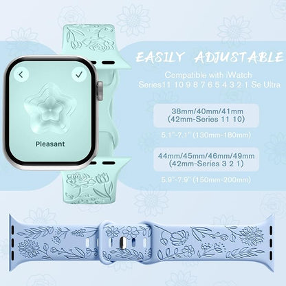 SNBLK 6 Pack Floral Engraved Bands Compatible - Image 9