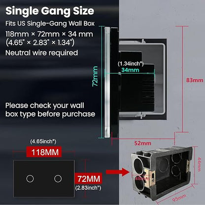 Zigbee Smart Switch Neutral Wire Required Need Zigbee Hub, 4.65 X 2.83 X 1.34 - Image 5