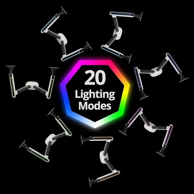 AVLT Dual 27”-43” RGB Gaming Monitor Arm Desk Mount Built-in 20 Lighting Modes - Image 7