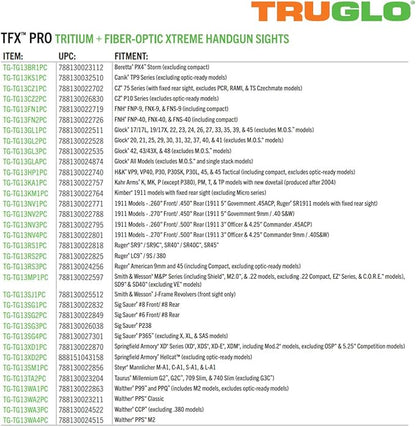 Truglo TFX PRO Handgun Sight, Glowing Shock Proof Tritium and Fiber Optic Night - Image 4