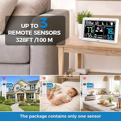 Weather Station with Atomic Clock Indoor Outdoor Thermometer Wireless, Humidity - Image 3