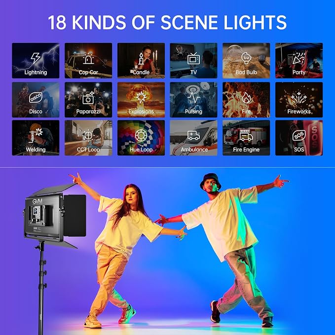 GVM 1500D RGB LED Video Light, 75W Video Lighting Kit - Image 3