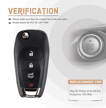 Flip Car Key Fob for 2016/2017/2018/2019 Chevy Cruze XL8 Systems Only Keyless - Image 4