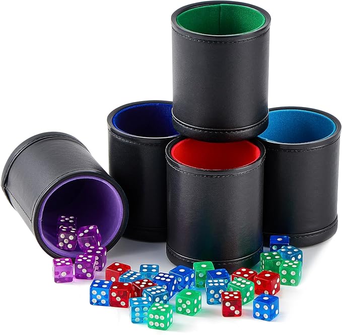 5 Pack Black Leather Dice Cups by TOPTAN