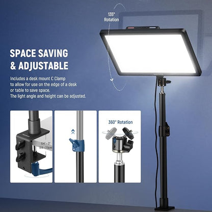 NEEWER 15.5" LED Streaming Key Light, Clamp on Desk Panel Video Lighting - Image 8