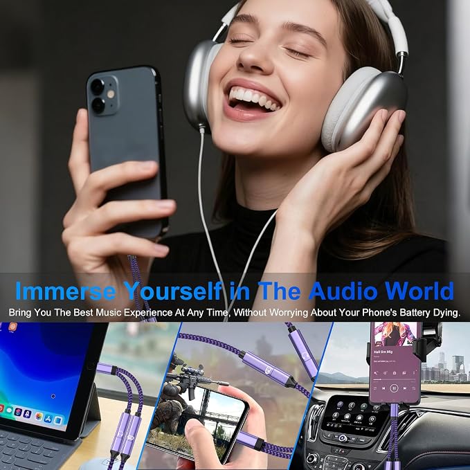 USB Type C Splitter 2 in 1 USB C Headphone and Charger Adapter Audio Dongle - Image 7