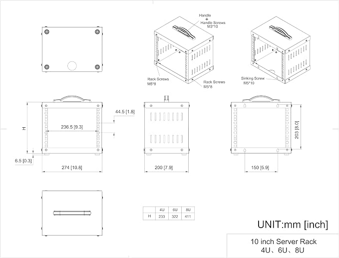 8U Small Network Cabinet-10 inch Server Rack - Image 4