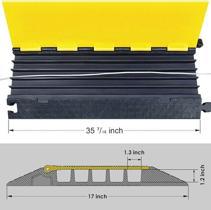 Rubber Cable Protector Ramp, Heavy Floor Cable Wire Cord Cover Speed Bumps - Image 4