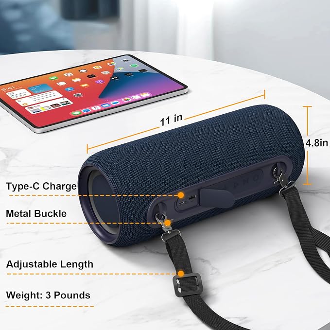 Passau Portable Bluetooth Speakers 40W Peak Loud Stereo Sound, Passive - Image 8