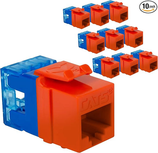 ICC CAT5e Keystone Jack with Slim Profile 180 Degree Punch Down, RJ45 UL Listed by ICC