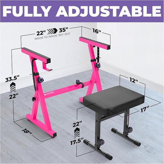 Liquid Stands Pink Portable Heavy Duty Digital Keyboard Stand and Bench Set - Image 2