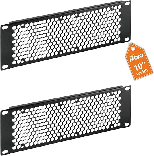 Tecmojo 2 Pack Vented 2U Blank Rack Mount Panel, Steel Patch Panel Filler by Tecmojo