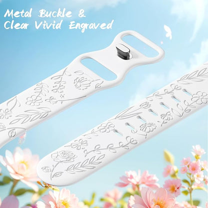 SNBLK 6 Pack Floral Engraved Bands Compatible - Image 3