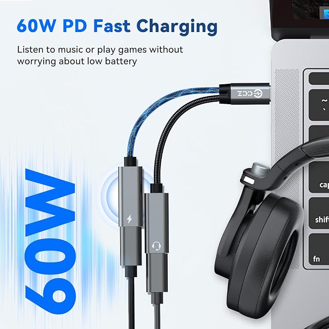 2PCS USB C Headphone Splitter, CCZ CA01 USB C to Type C Headphone Jack and - Image 4
