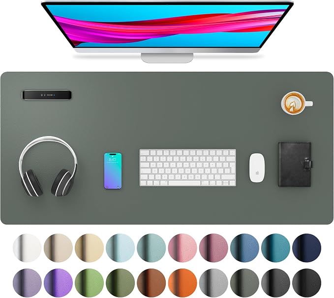 Aothia Leather Desk Protector, Mouse Mat, Non-Slip PU Leather Blotter, Laptop by Aothia