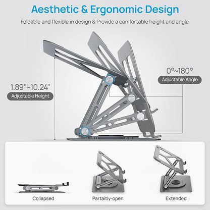 Adjustable Laptop Stand with 360 Rotating Base & USB Docking Station - Image 4