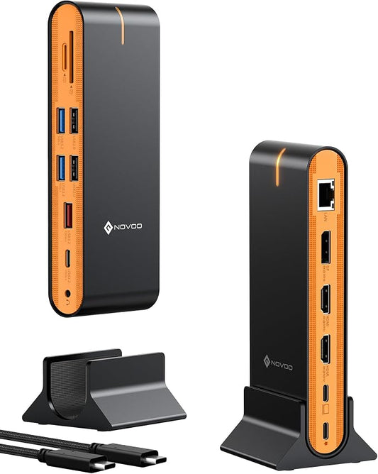 NOVOO 15-in-1 Vertical/Horizontal USB C Docking Station Triple Monitor – by NOVOO